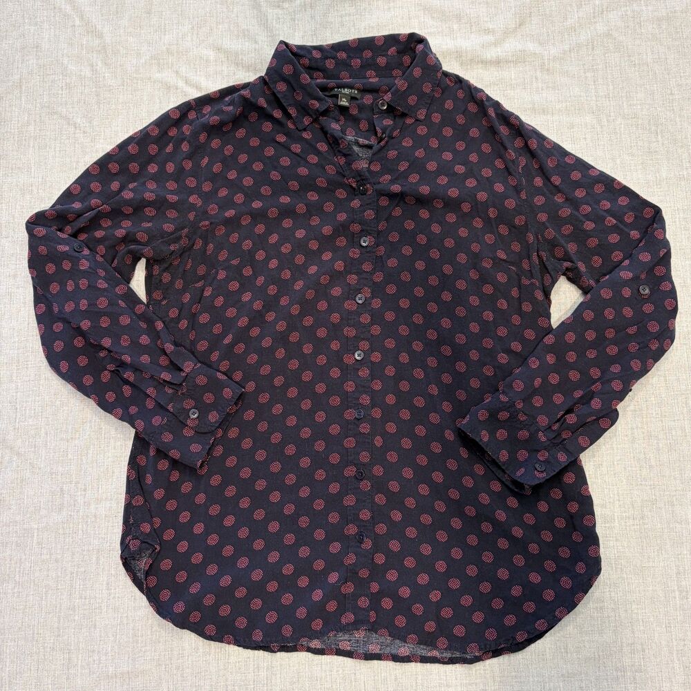 Talbots Petites M Button Up Blouse Long Roll Tab Sleeves